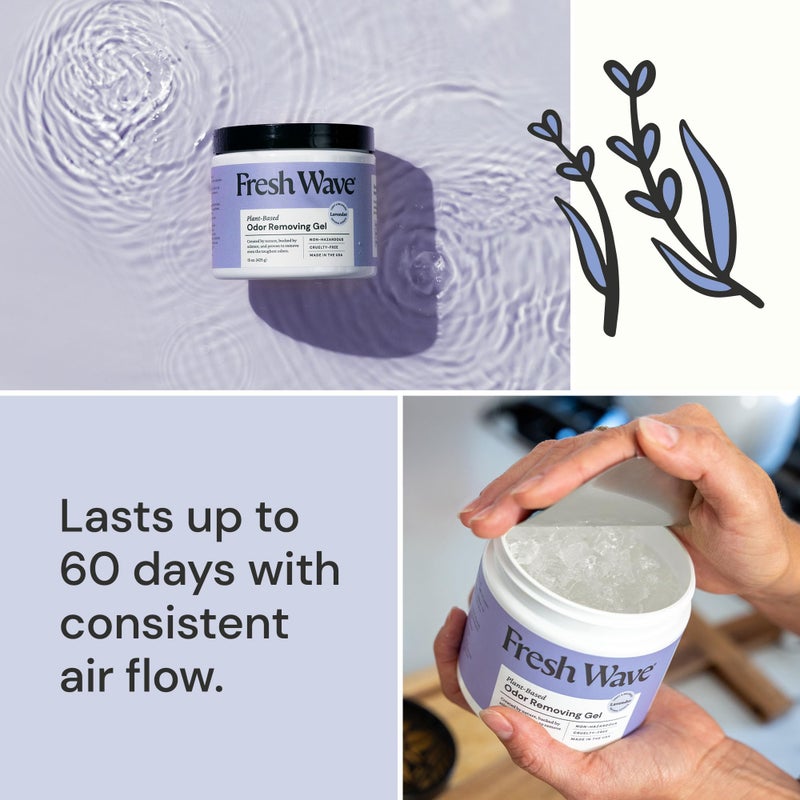 Fresh Wave Lavender Odor Removing Gel, 15 oz. | Odor Absorbers for Home | Safer Odor Relief | Natural Plant-Based Odor Eliminator | Every 15 oz. Lasts 30-60 Days | for Cooking, Trash & Pets - Image 3